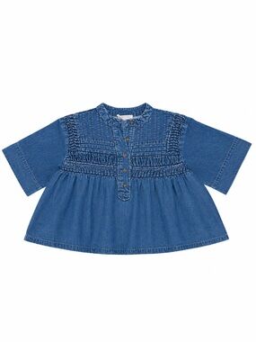 Solitaire Denim Babydoll Top - Size S
